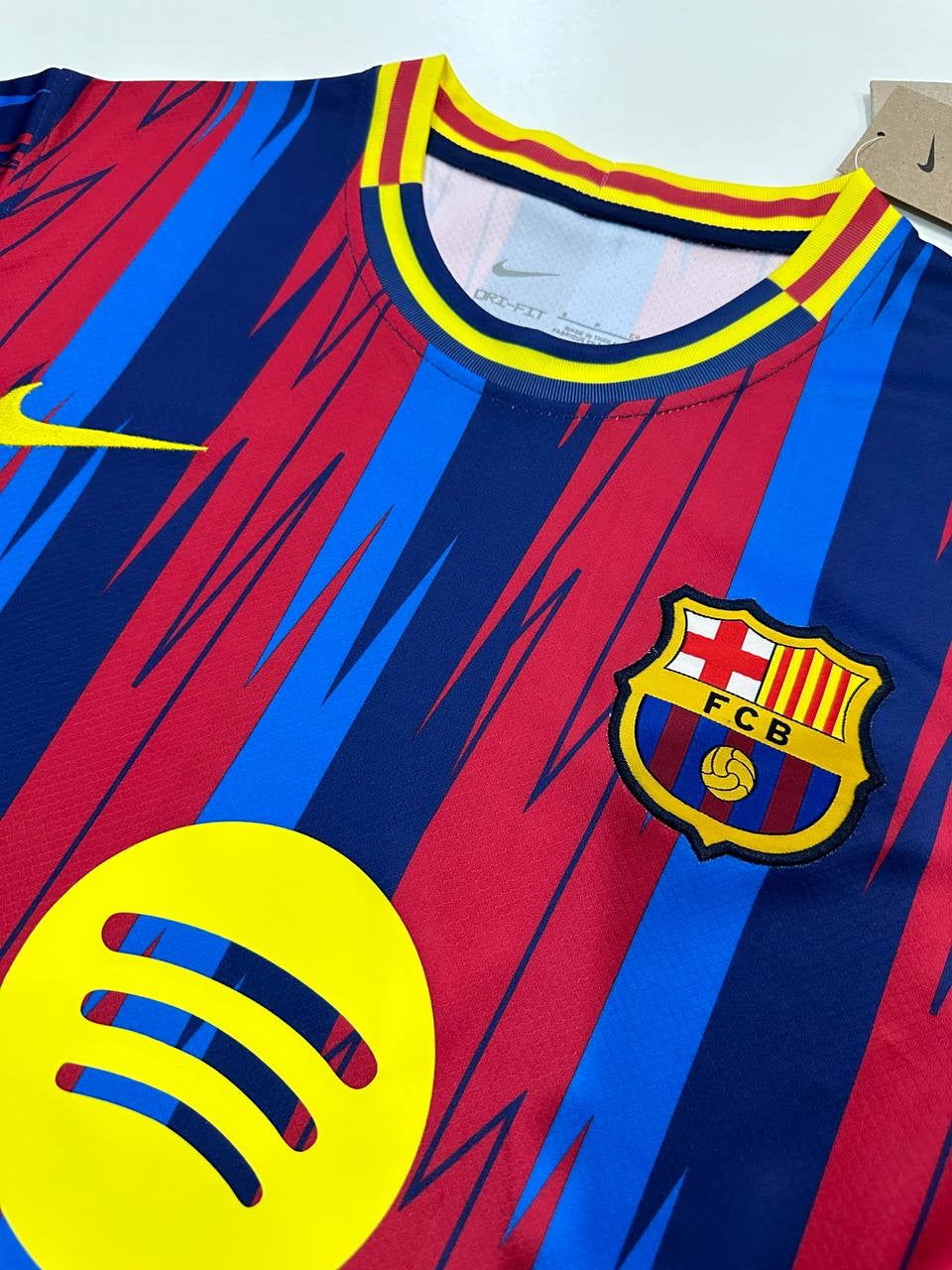2025/26 Red and Blue Striped Special Edition Jersey with Yellow Accent Fans edition