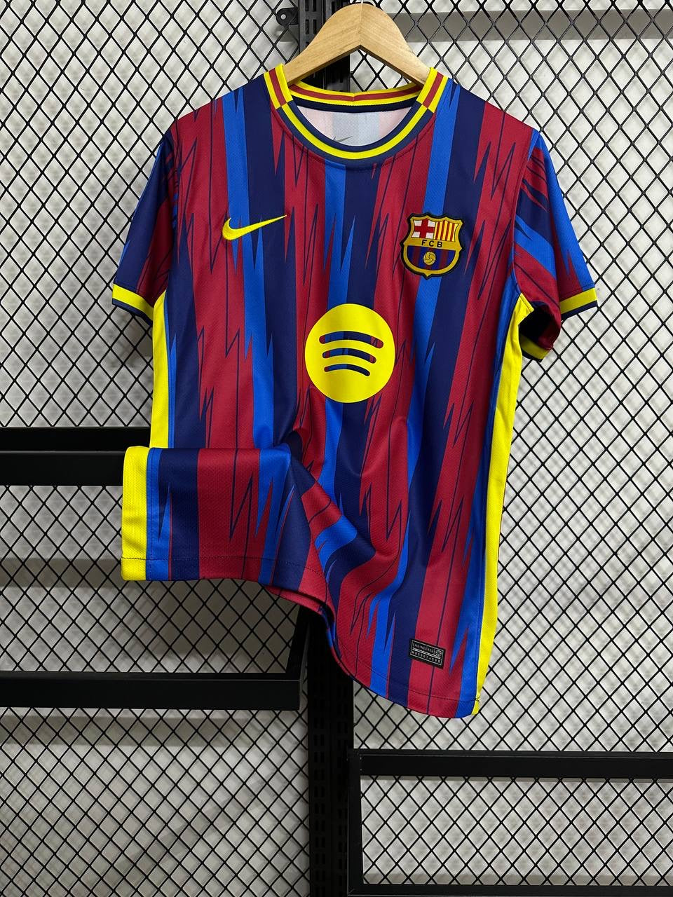 2025/26 Red and Blue Striped Special Edition Jersey with Yellow Accent Fans edition