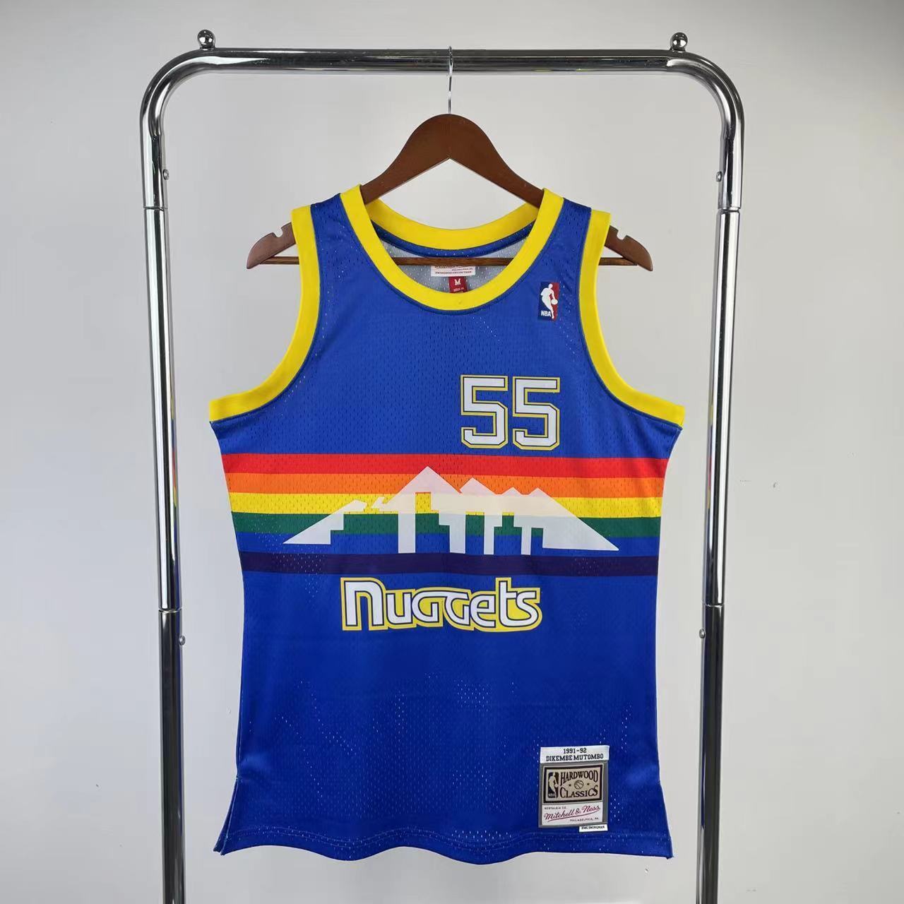 NBA Denver Nuggets 1991/1992 #55 Dikembe Mutombo classic Blue Jersey