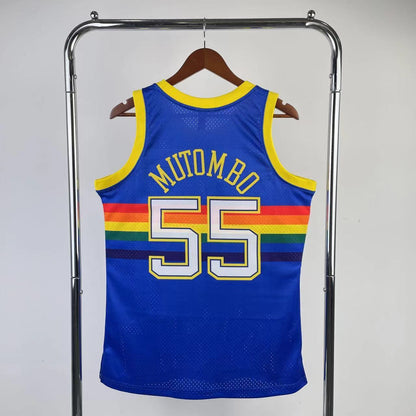 NBA Denver Nuggets 1991/1992 #55 Dikembe Mutombo classic Blue Jersey