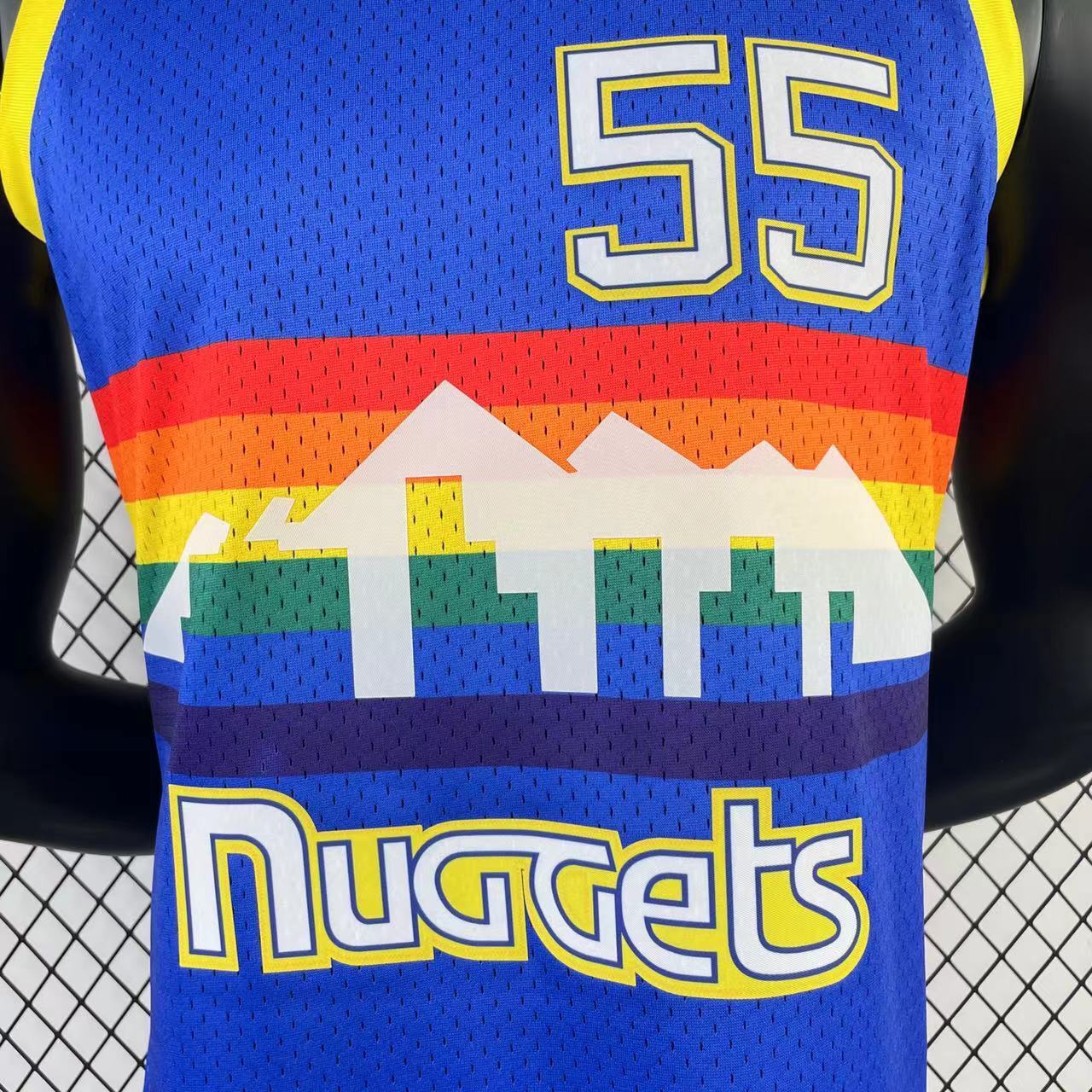 NBA Denver Nuggets 1991/1992 #55 Dikembe Mutombo classic Blue Jersey