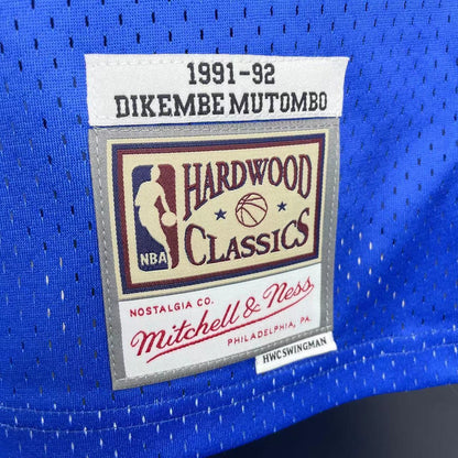 NBA Denver Nuggets 1991/1992 #55 Dikembe Mutombo classic Blue Jersey