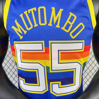 NBA Denver Nuggets 1991/1992 #55 Dikembe Mutombo classic Blue Jersey