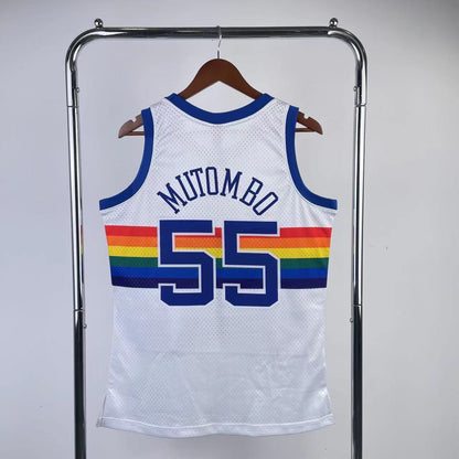 NBA Denver Nuggets 1991/1992 #55 Dikembe Mutombo classic white Jersey