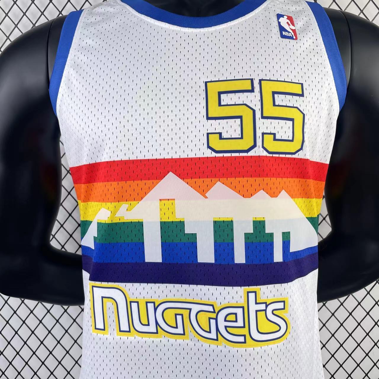 NBA Denver Nuggets 1991/1992 #55 Dikembe Mutombo classic white Jersey