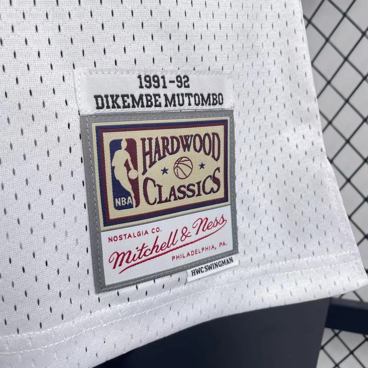NBA Denver Nuggets 1991/1992 #55 Dikembe Mutombo classic white Jersey