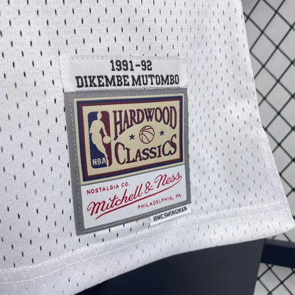 NBA Denver Nuggets 1991/1992 #55 Dikembe Mutombo classic white Jersey