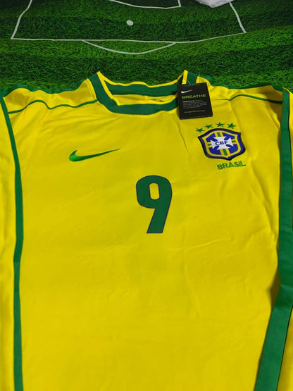 Brazil home 1998 #RONALDO all badges long sleeves